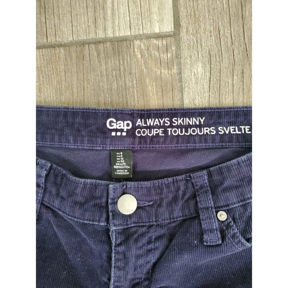 Gap Corduroy Alway Skinny Navy Blue Pants On Size 8 - Picture 7 of 7